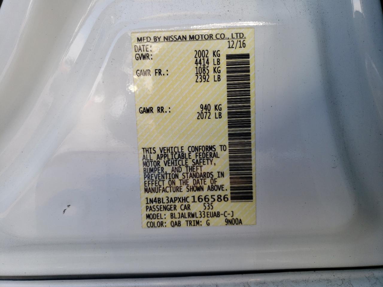 Photo 10 from auction – 2017 NISSAN ALTIMA 3.5 with VIN 1N4BL3APXHC166586