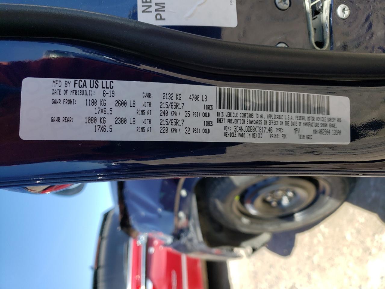 Photo 10 from auction – 2019 JEEP COMPASS TR with VIN 3C4NJDDB8KT817146