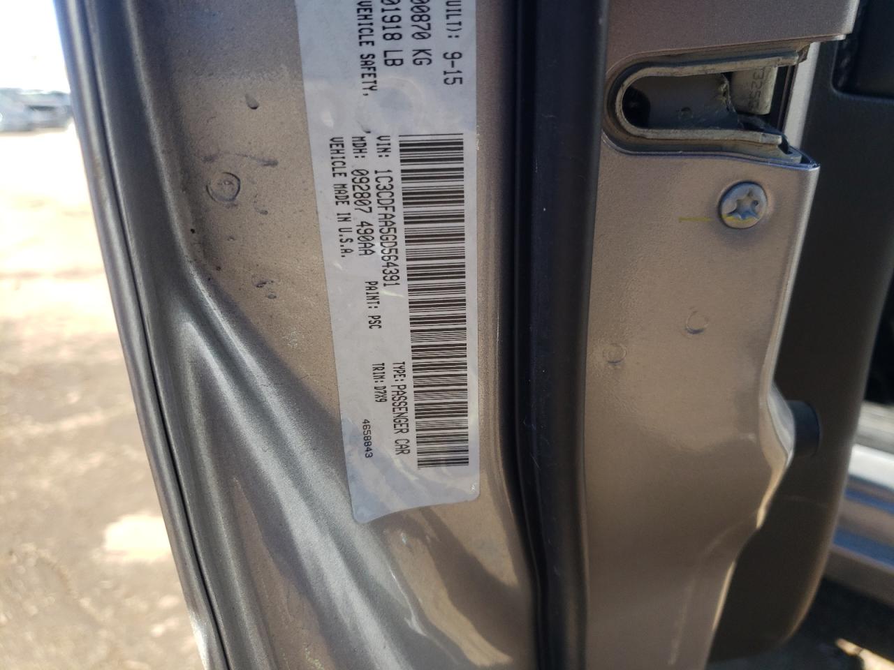 Photo 10 from auction – 2016 DODGE DART SE with VIN 1C3CDFAA5GD564391