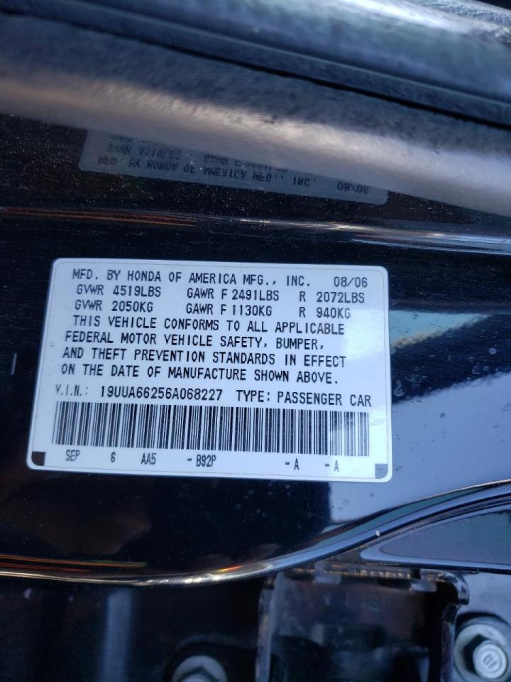 Photo 10 from auction – 2006 ACURA 3.2TL with VIN 19UUA66256A068227