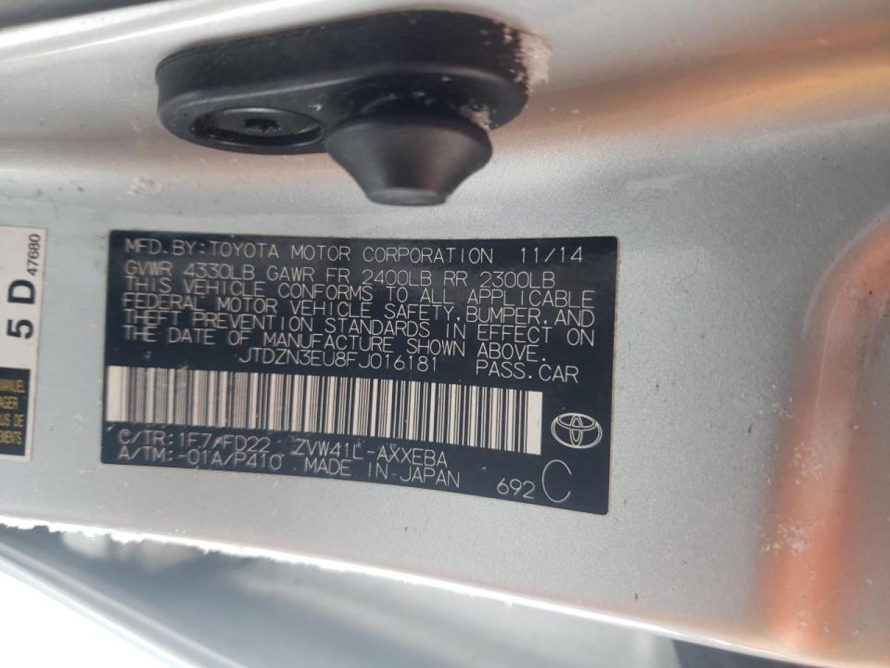 Photo 10 from auction – 2015 TOYOTA PRIUS V with VIN JTDZN3EU8FJ016181