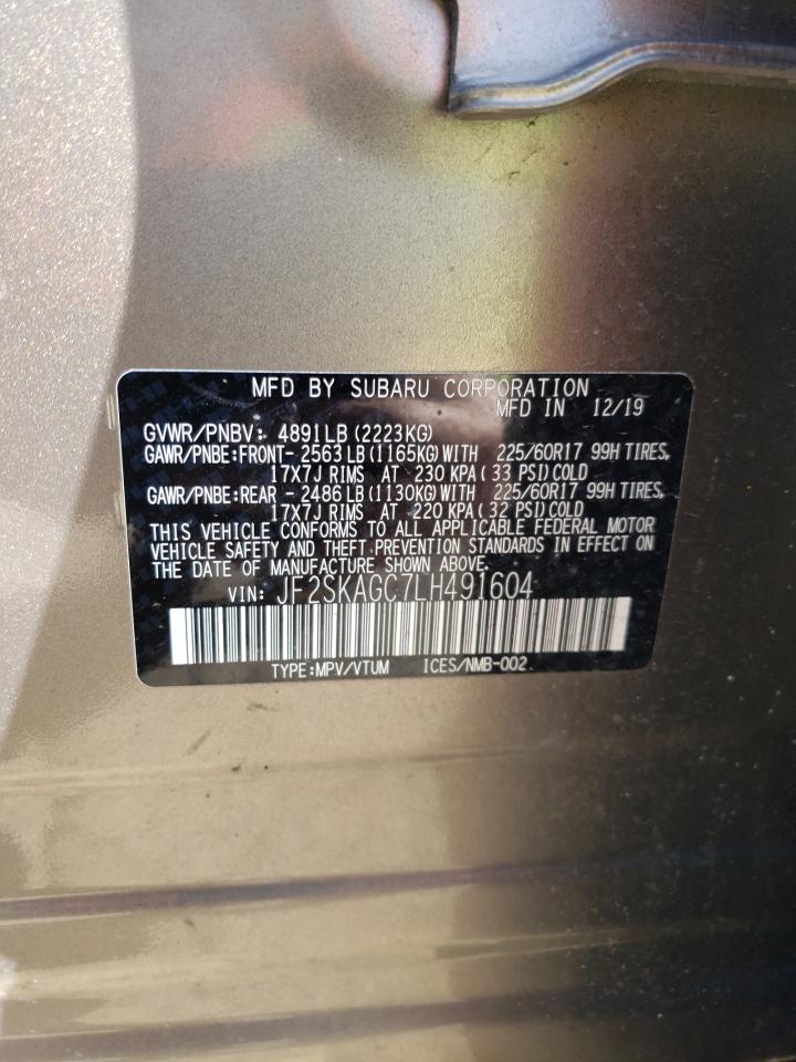Photo 10 from auction – 2020 SUBARU FORESTER P with VIN JF2SKAGC7LH491604