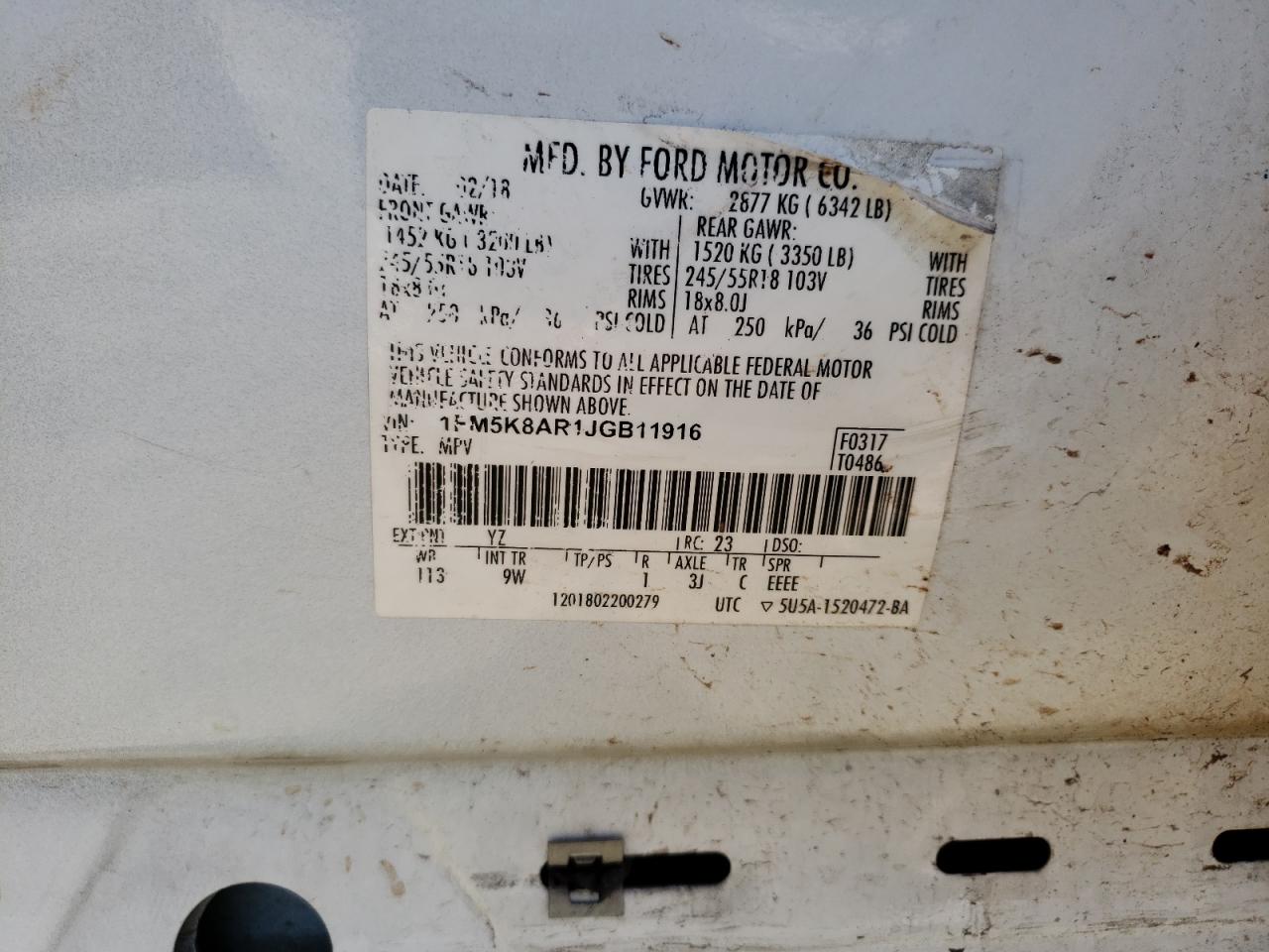 Photo 10 from auction – 2018 FORD EXPLORER P with VIN 1FM5K8AR1JGB11916