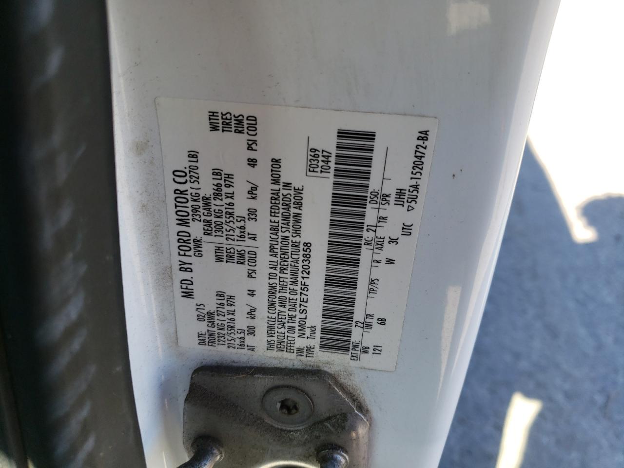 Photo 10 from auction – 2015 FORD TRANSIT with VIN NM0LS7E75F1203858