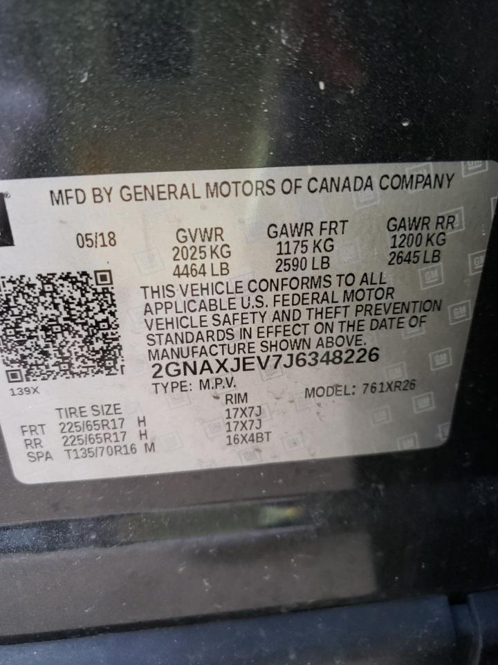 Photo 10 from auction – 2018 CHEVROLET EQUINOX LT with VIN 2GNAXJEV7J6348226