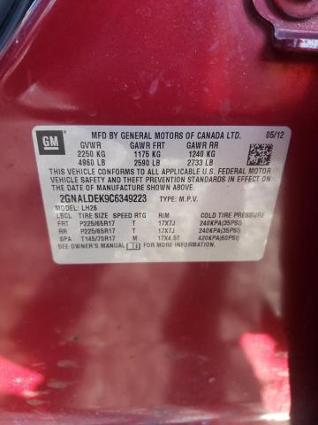 Photo 10 from auction – 2012 CHEVROLET EQUINOX LT with VIN 2GNALDEK9C6349223