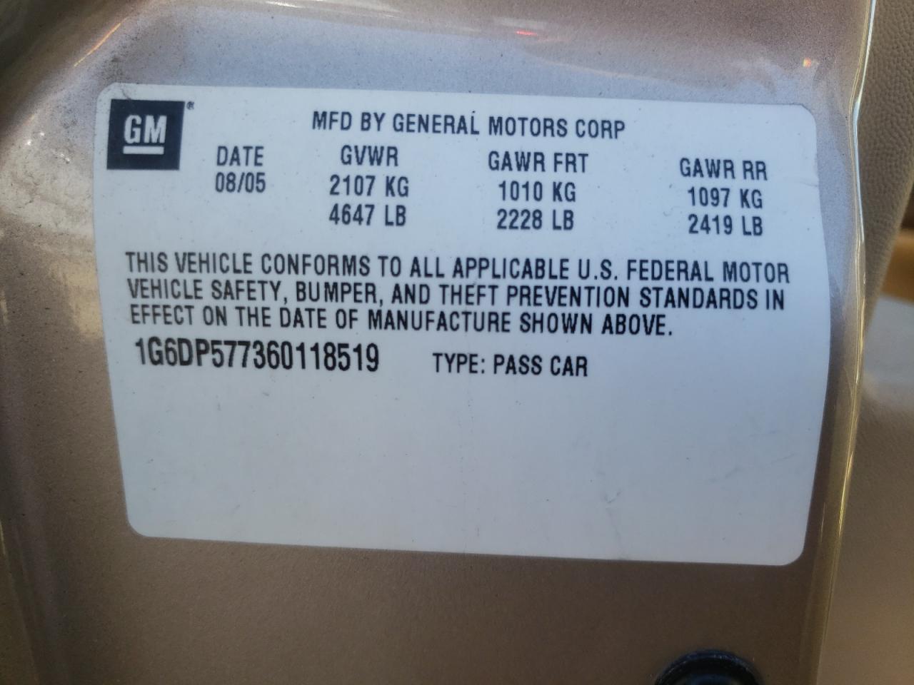 Photo 10 from auction – 2006 CADILLAC CTS HI FEA with VIN 1G6DP577360118519