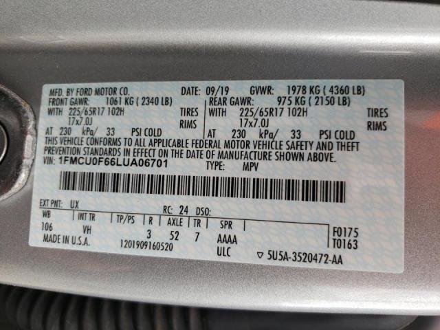 Photo 10 from auction – 2020 FORD ESCAPE S with VIN 1FMCU0F66LUA06701