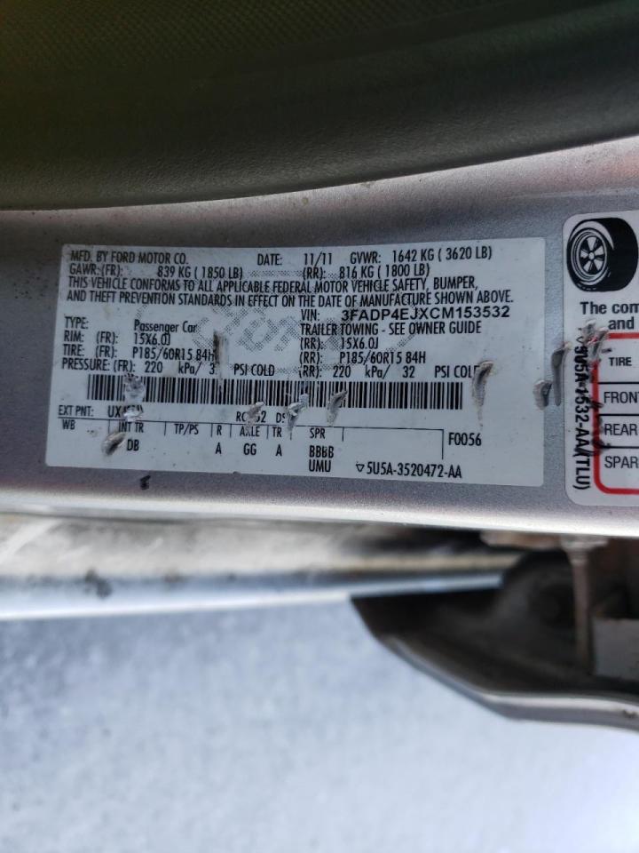 Photo 10 from auction – 2012 FORD FIESTA SE with VIN 3FADP4EJXCM153532