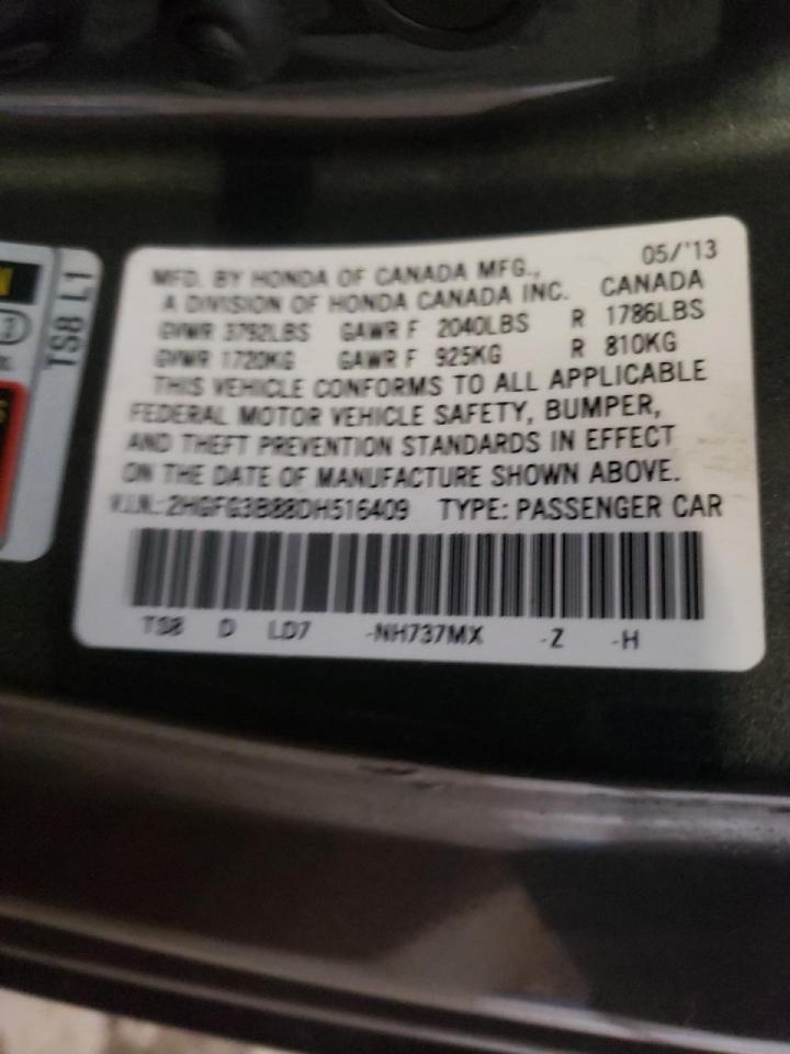 Photo 10 from auction – 2013 HONDA CIVIC EX with VIN 2HGFG3B88DH516409