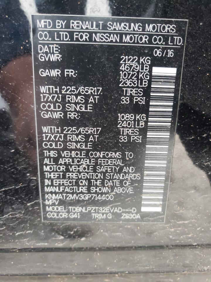 Photo 10 from auction – 2016 NISSAN ROGUE S with VIN KNMAT2MV3GP714400