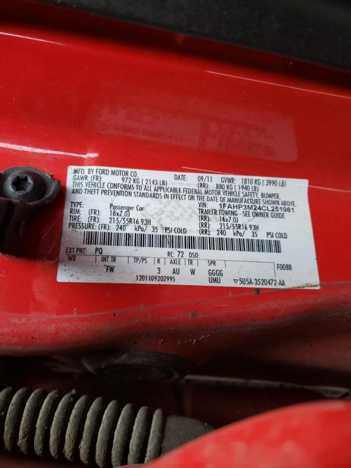 Photo 10 from auction – 2012 FORD FOCUS SEL with VIN 1FAHP3M24CL251981