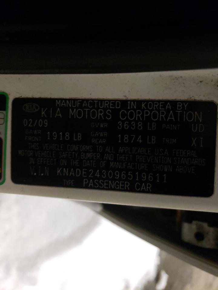 Photo 10 from auction – 2009 KIA RIO 5 SX with VIN KNADE243096519611