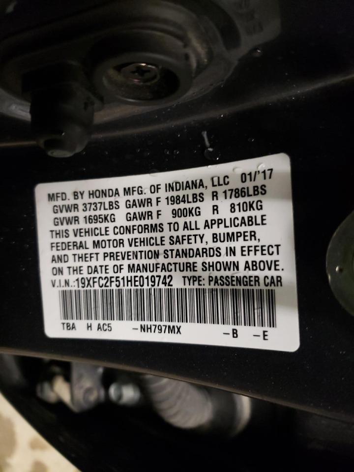 Photo 10 from auction – 2017 HONDA CIVIC LX with VIN 19XFC2F51HE019742