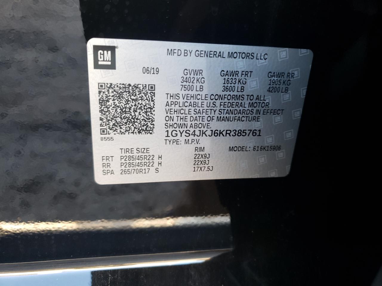 Photo 10 from auction – 2019 CADILLAC ESCALADE E with VIN 1GYS4JKJ6KR385761