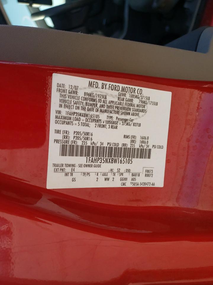Photo 10 from auction – 2008 FORD FOCUS SE with VIN 1FAHP35NX8W165105