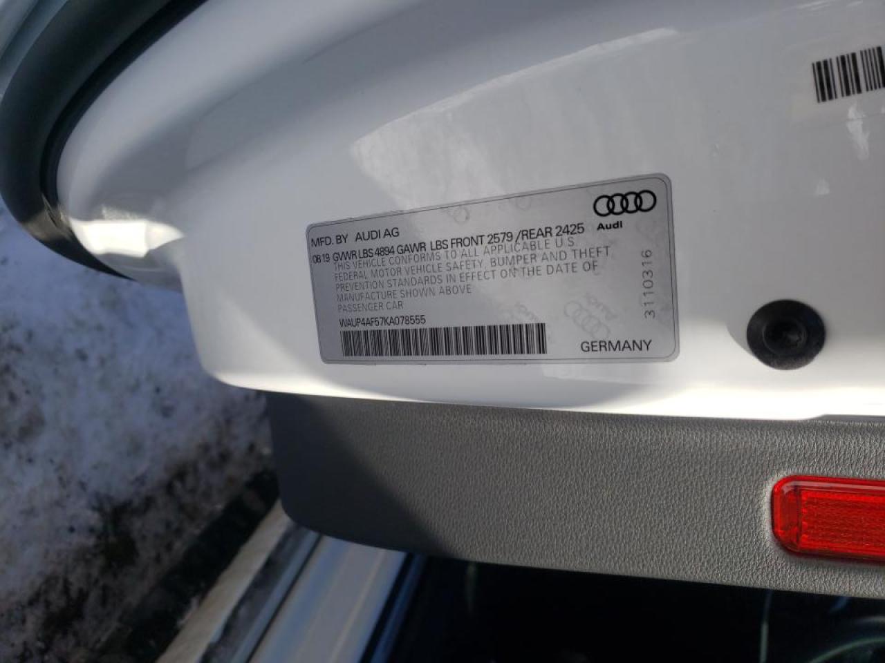 Photo 10 from auction – 2019 AUDI S5 PREMIUM with VIN WAUP4AF57KA078555