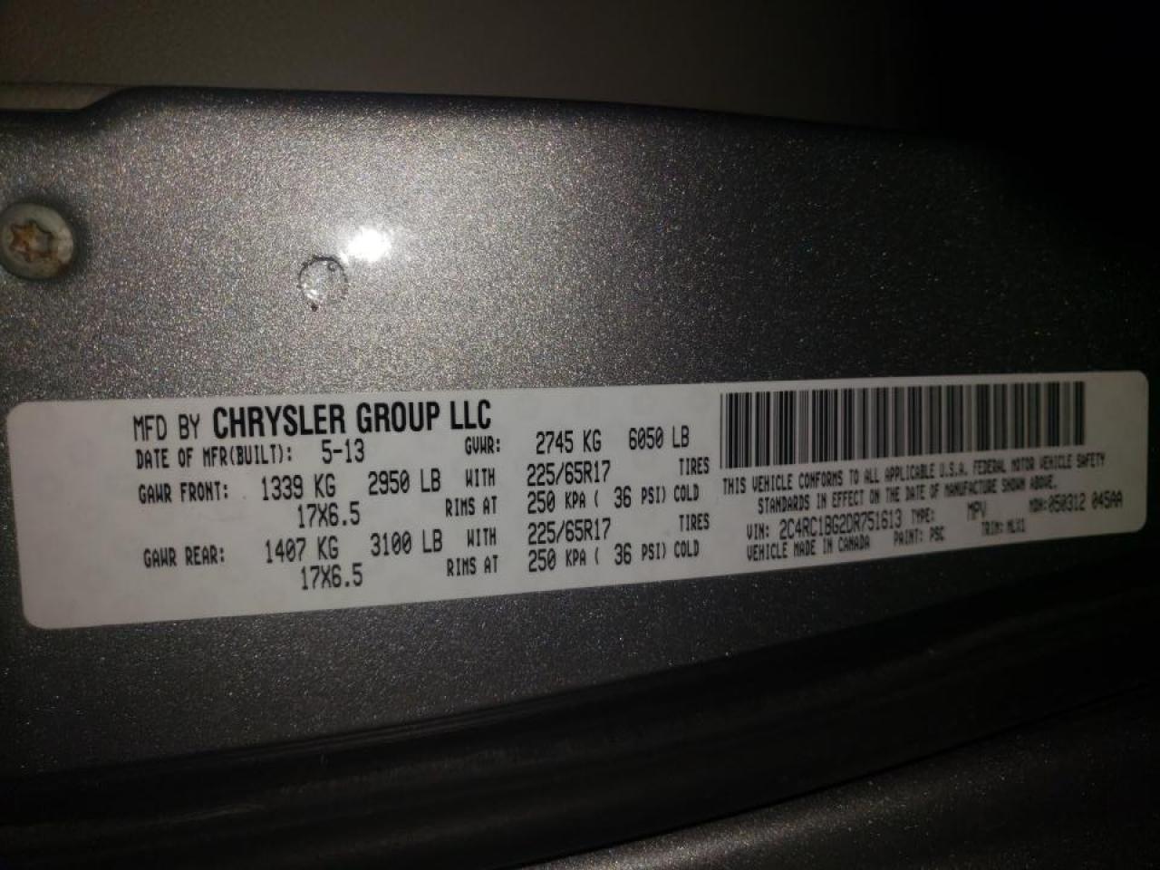 Photo 10 from auction – 2013 CHRYSLER TOWN & COU with VIN 2C4RC1BG2DR751613