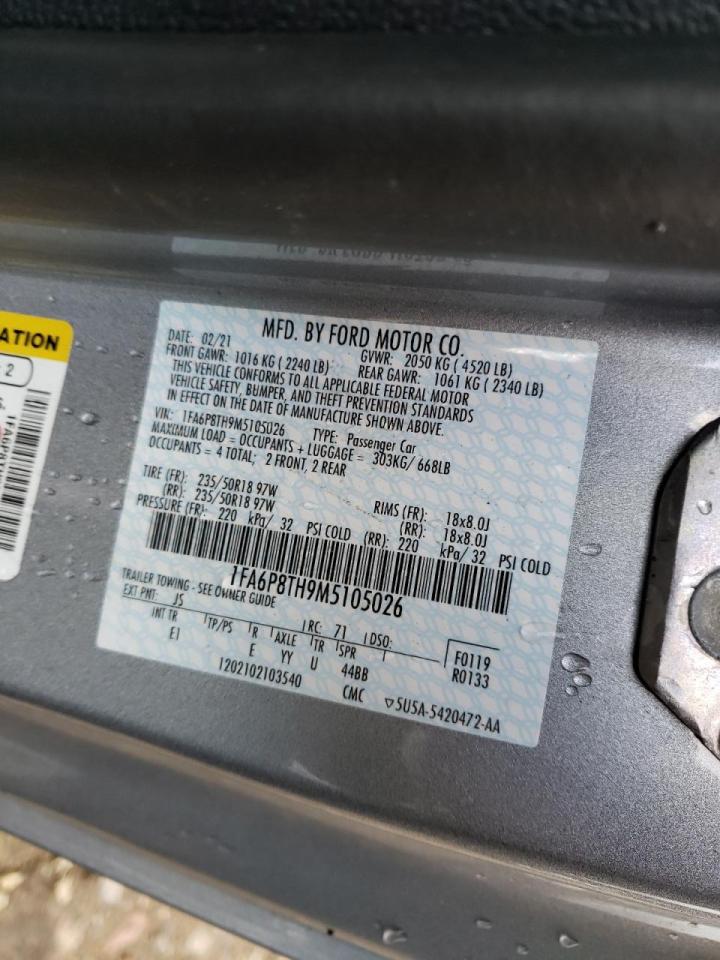 Photo 10 from auction – 2021 FORD MUSTANG with VIN 1FA6P8TH9M5105026
