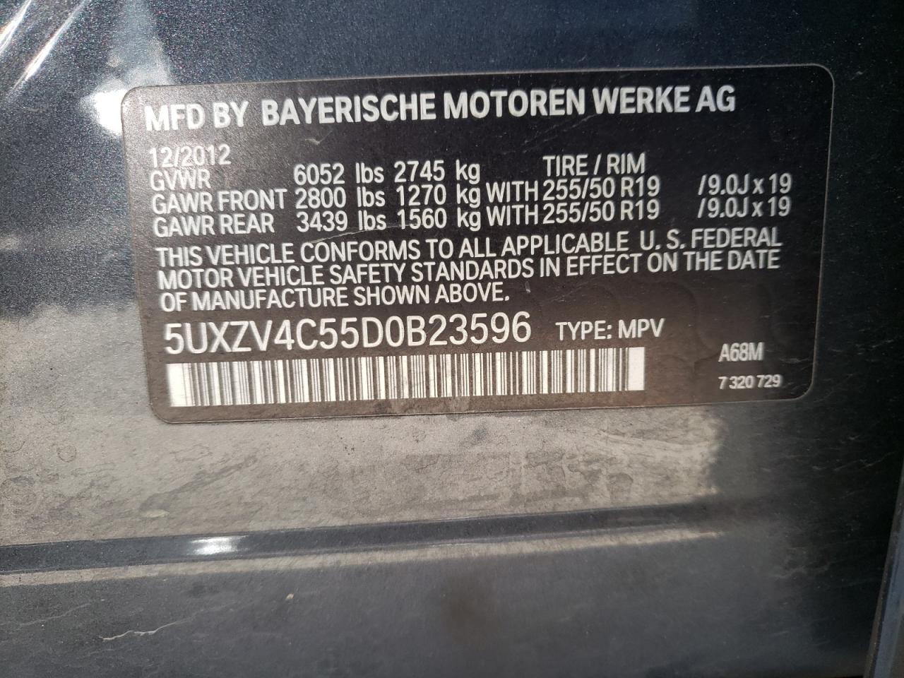 Photo 10 from auction – 2013 BMW X5 XDRIVE3 with VIN 5UXZV4C55D0B23596
