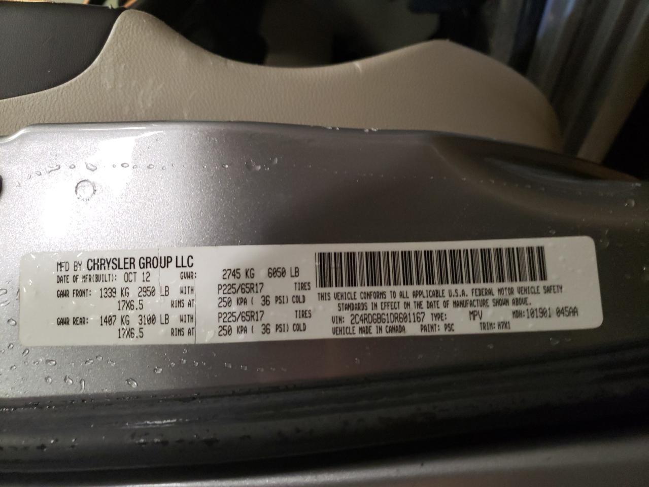 Photo 10 from auction – 2013 DODGE GRAND CARA with VIN 2C4RDGBG1DR601167