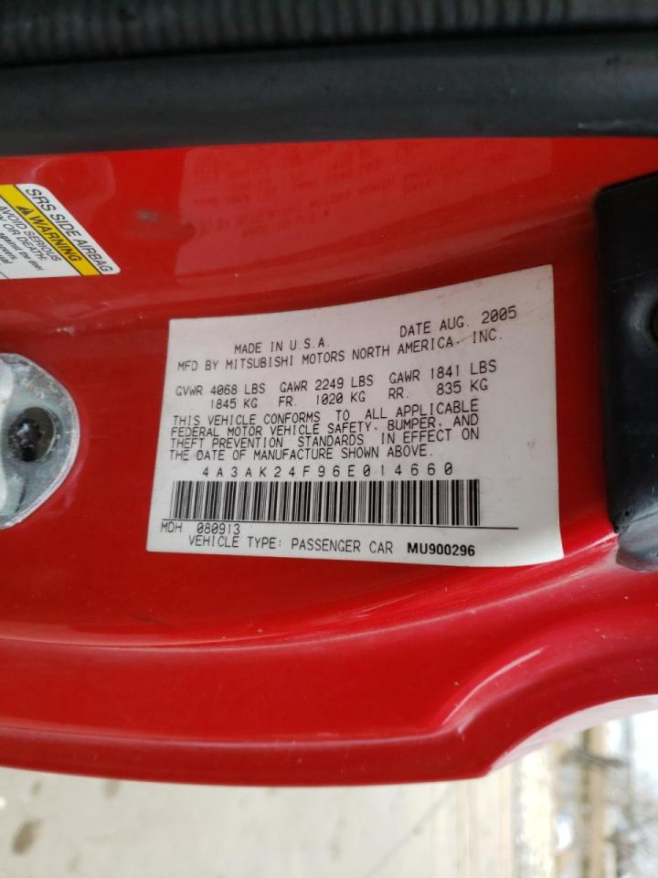 Photo 10 from auction – 2006 MITSUBISHI ECLIPSE GS with VIN 4A3AK24F96E014660