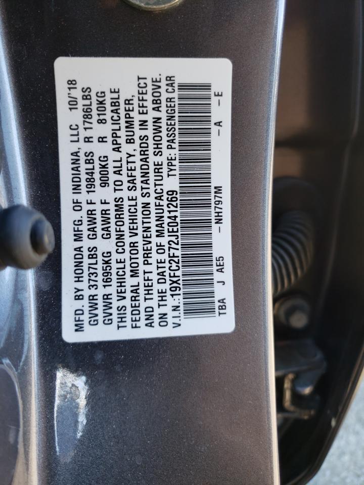 Photo 10 from auction – 2018 HONDA CIVIC EX with VIN 19XFC2F72JE041269