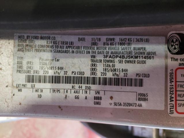 Photo 10 from auction – 2019 FORD FIESTA SE with VIN 3FADP4BJ5KM114561