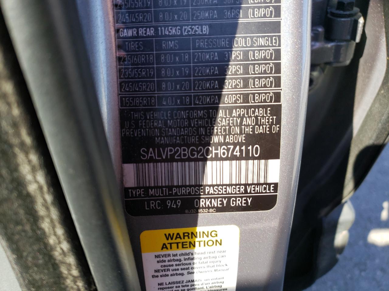 Photo 10 from auction – 2012 LAND ROVER RANGE ROVE with VIN SALVP2BG2CH674110