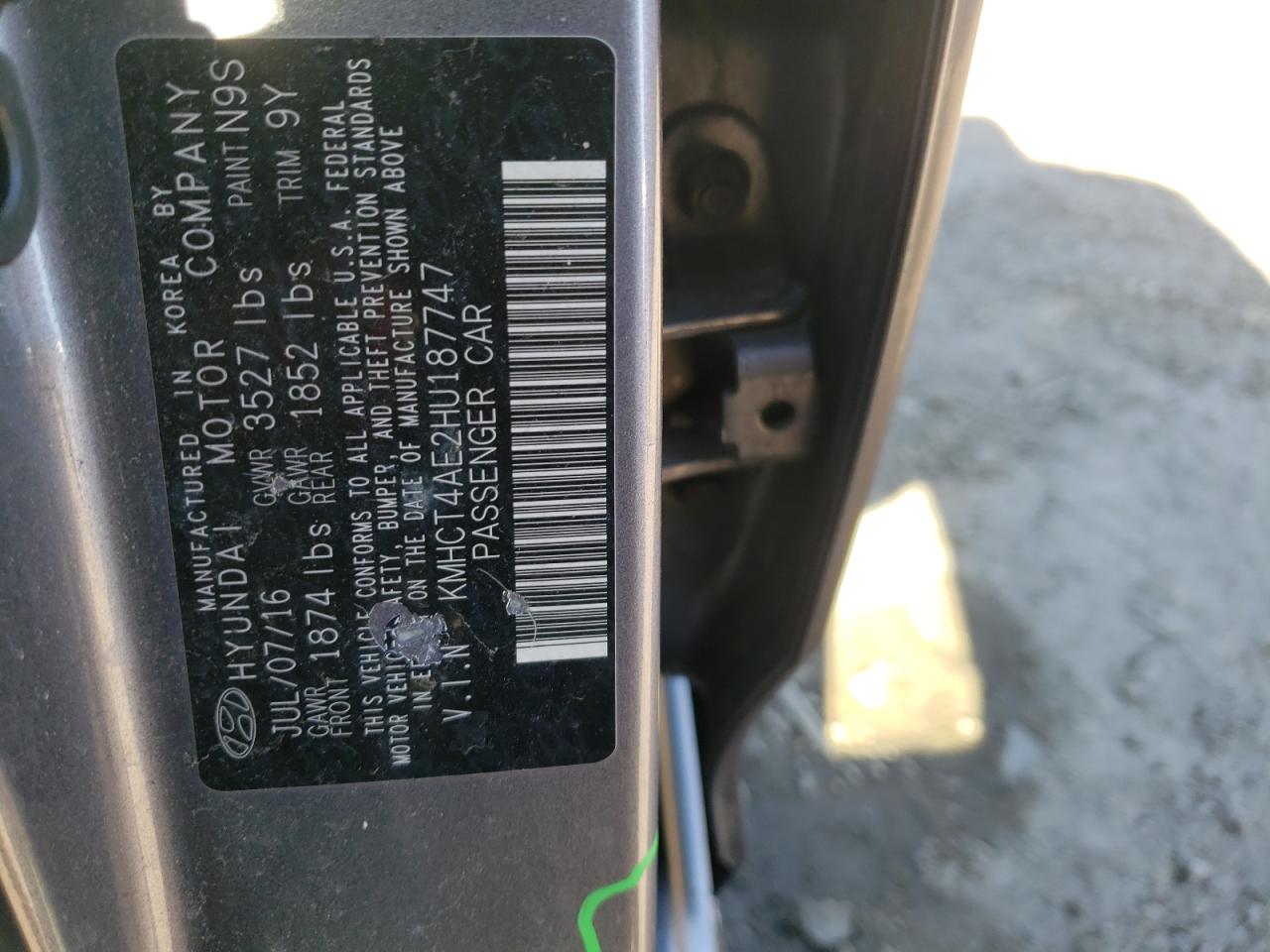 Photo 10 from auction – 2017 HYUNDAI ACCENT SE with VIN KMHCT4AE2HU187747
