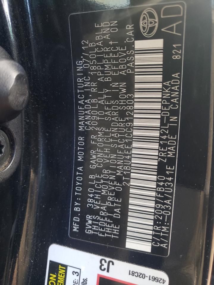 Photo 10 from auction – 2012 TOYOTA COROLLA BA with VIN 2T1BU4EE1CC912803