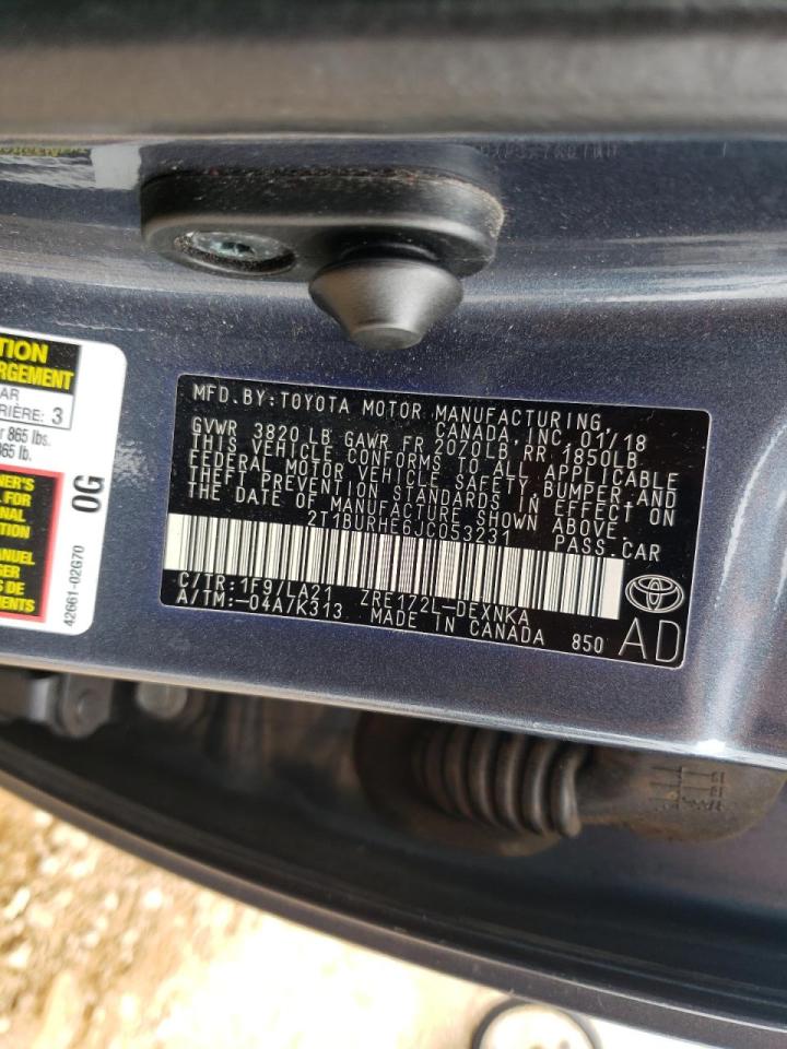 Photo 10 from auction – 2018 TOYOTA COROLLA L with VIN 2T1BURHE6JC053231