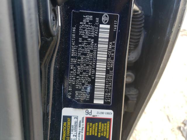 Photo 10 from auction – 2012 TOYOTA CAMRY BASE with VIN 4T1BF1FKXCU060334