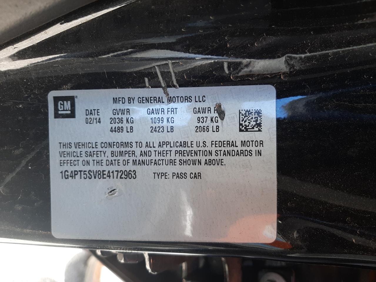 Photo 10 from auction – 2014 BUICK VERANO PRE with VIN 1G4PT5SV8E4172963