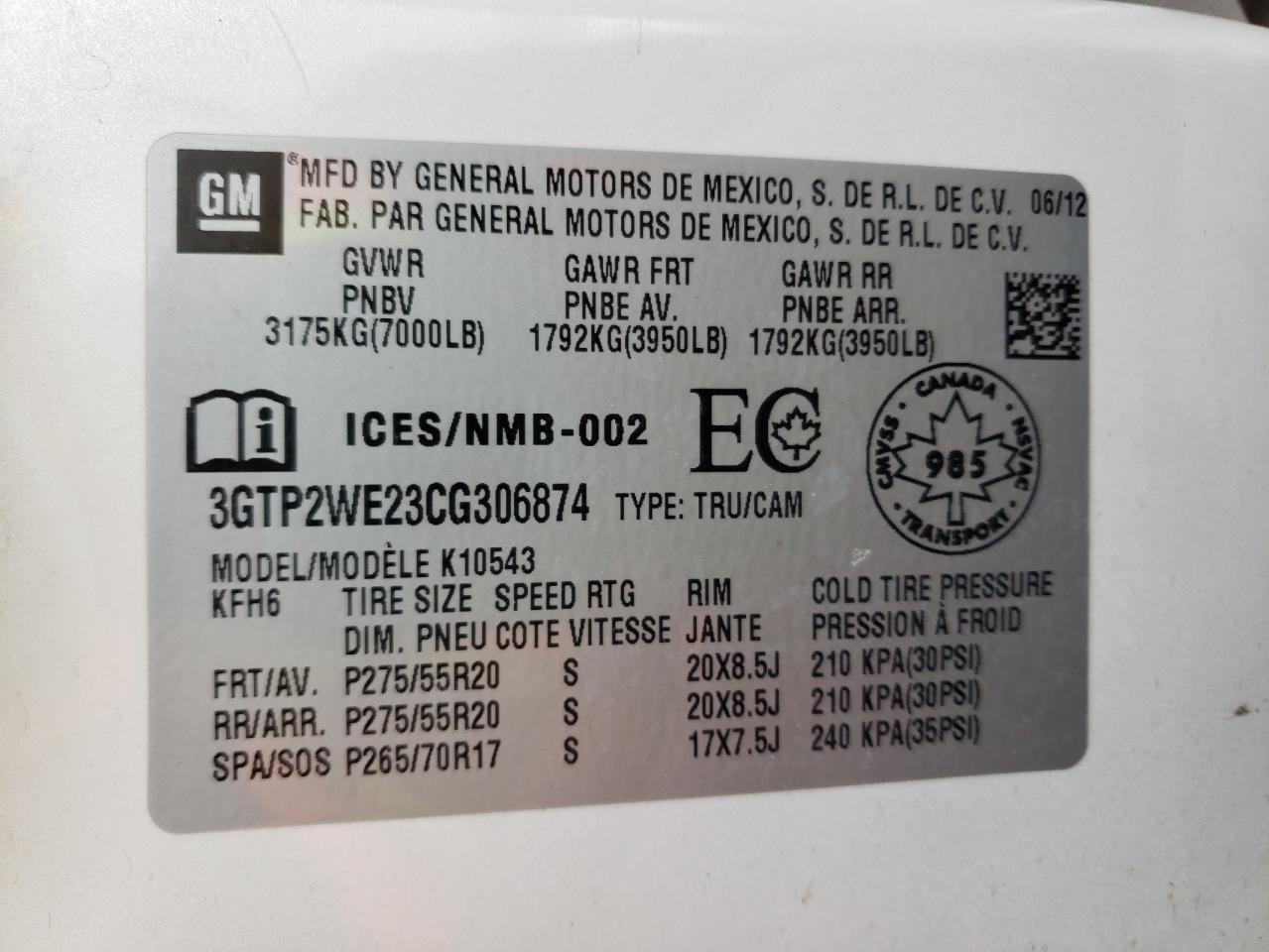 Photo 10 from auction – 2012 GMC SIERRA K15 with VIN 3GTP2WE23CG306874