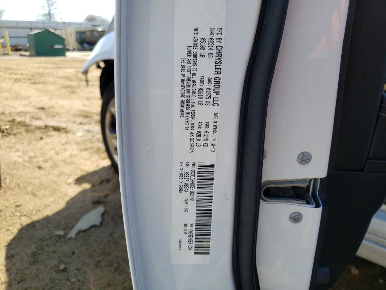 Photo 10 from auction – 2014 DODGE CHARGER SX with VIN 2C3CDXHGXEH163872
