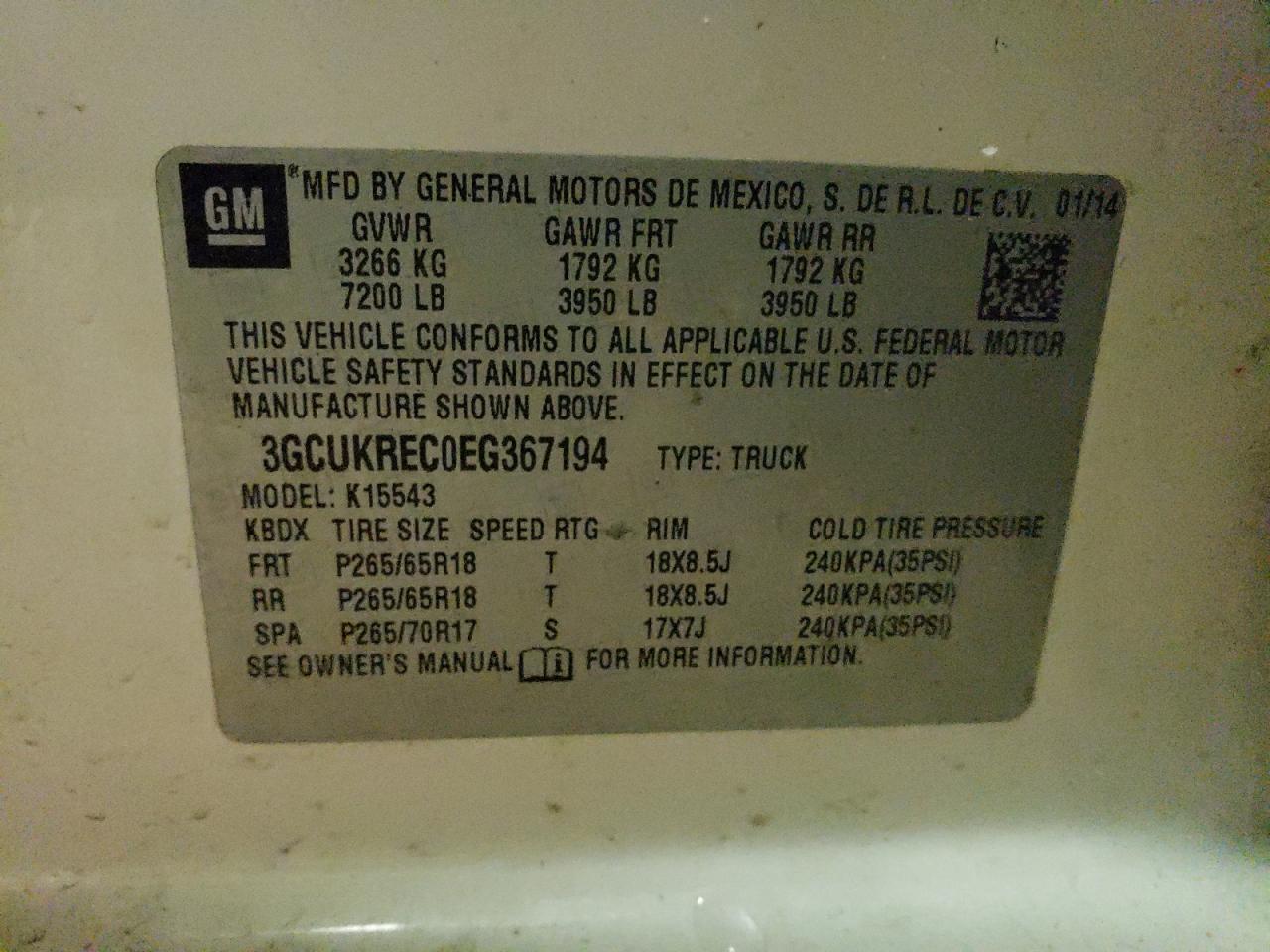 Photo 10 from auction – 2014 CHEVROLET SILVERADO with VIN 3GCUKREC0EG367194