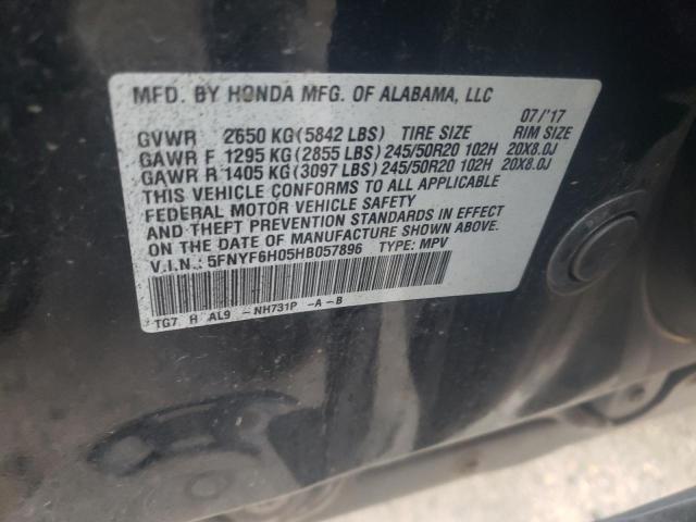Photo 10 from auction – 2017 HONDA PILOT ELIT with VIN 5FNYF6H05HB057896