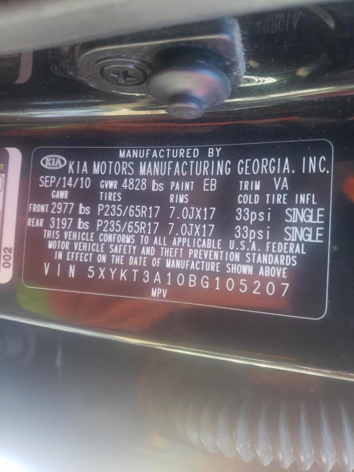 Photo 10 from auction – 2011 KIA SORENTO BA with VIN 5XYKT3A10BG105207