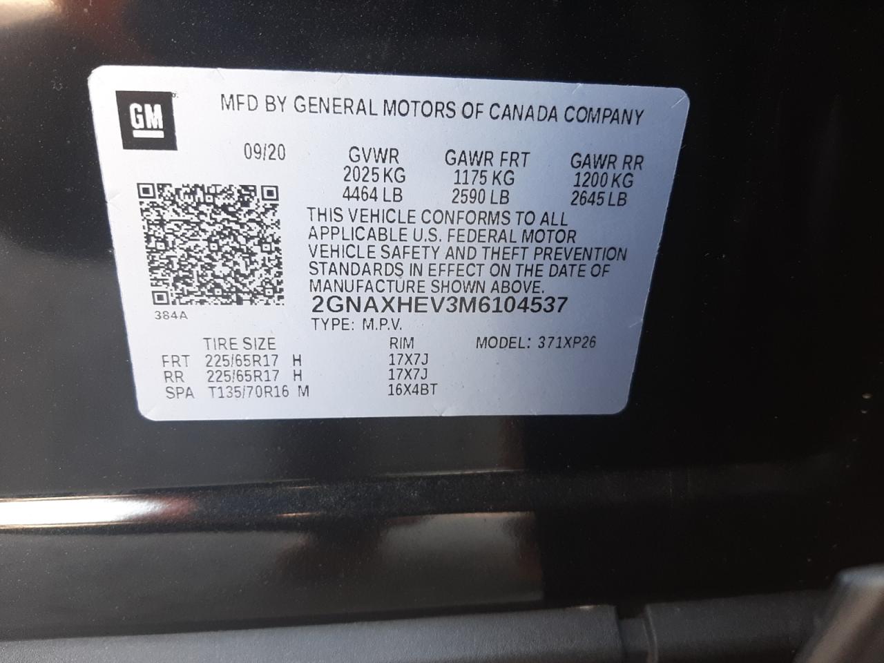 Photo 10 from auction – 2021 CHEVROLET EQUINOX LS with VIN 2GNAXHEV3M6104537