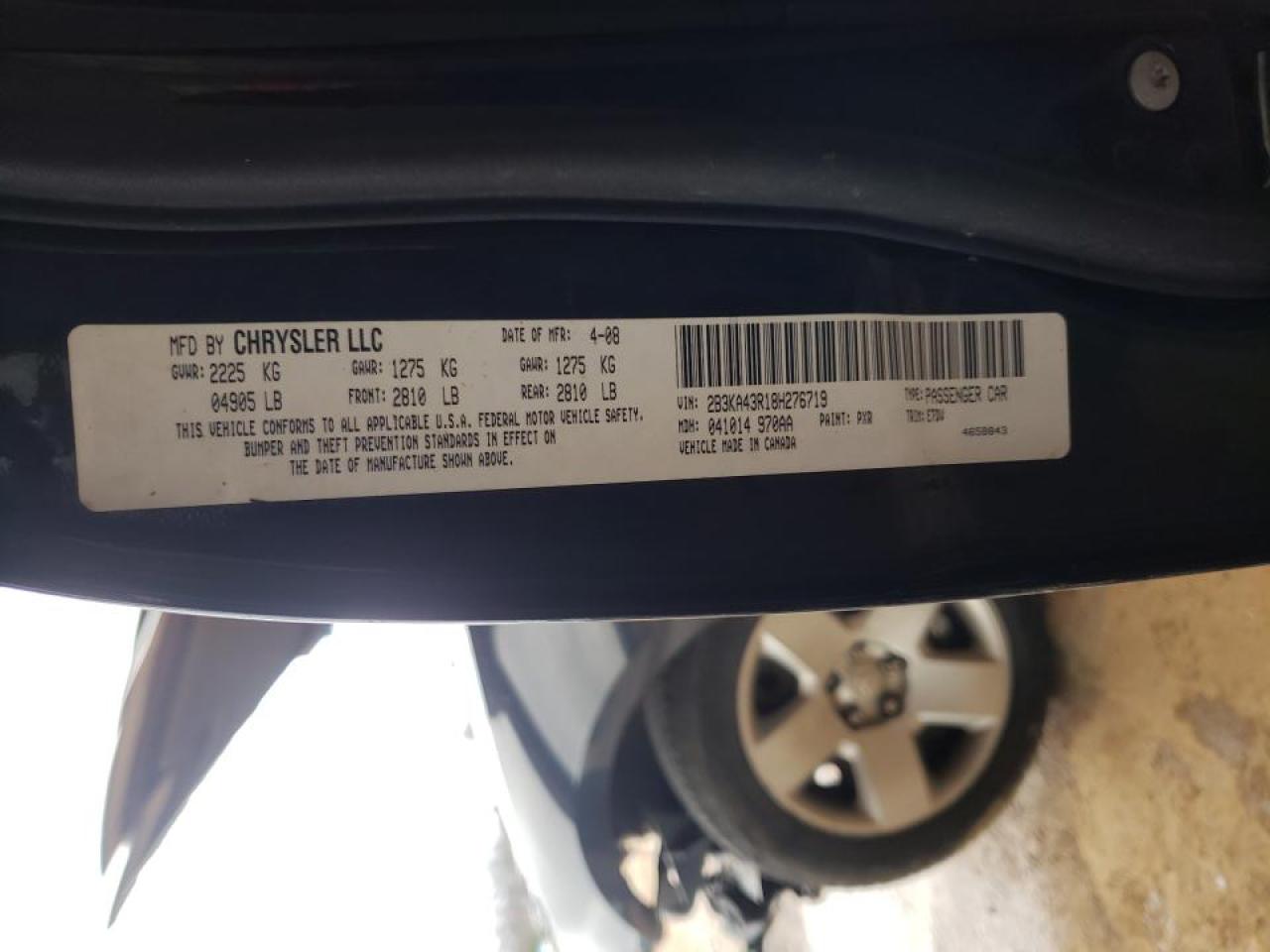 Photo 10 from auction – 2008 DODGE CHARGER with VIN 2B3KA43R18H276719