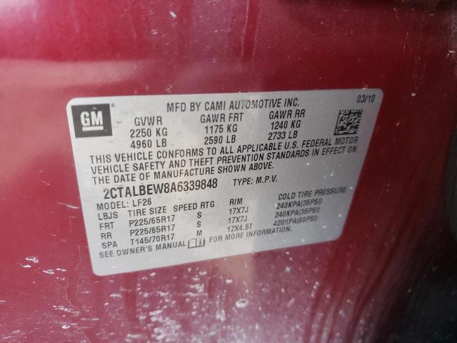 Photo 10 from auction – 2010 GMC TERRAIN SL with VIN 2CTALBEW8A6339848