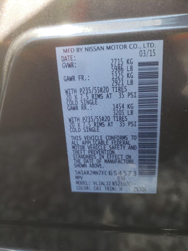 Photo 10 from auction – 2015 NISSAN PATHFINDER with VIN 5N1AR2MN7FC654573