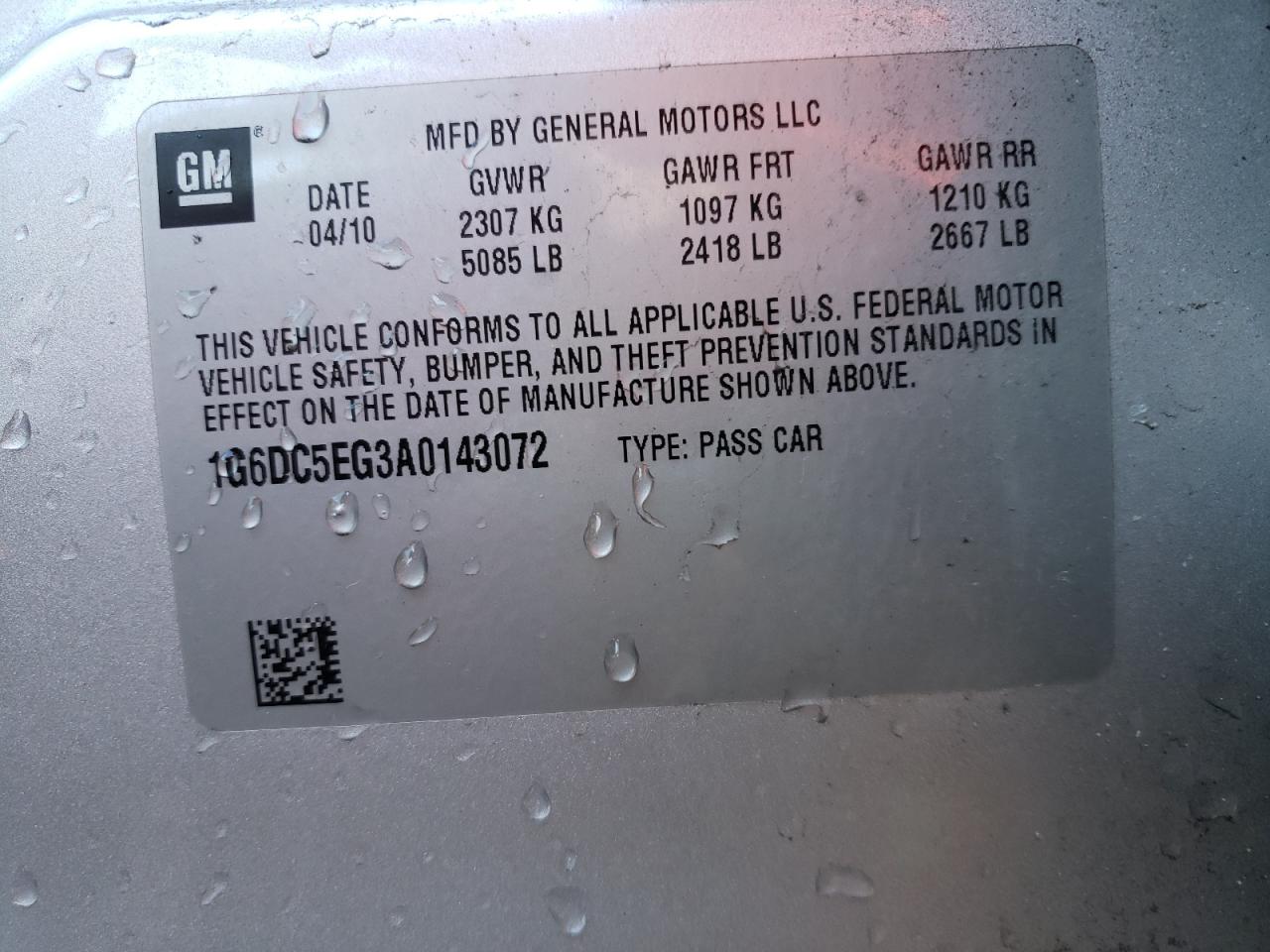 Photo 10 from auction – 2010 CADILLAC CTS with VIN 1G6DC5EG3A0143072