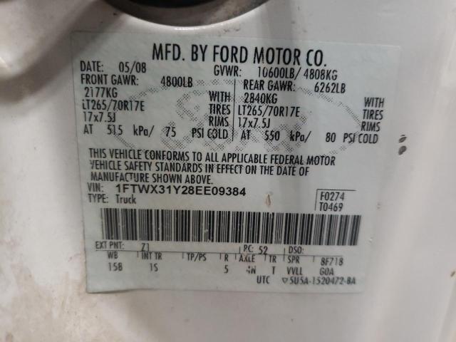 Photo 10 from auction – 2008 FORD F350 with VIN 1FTWX31Y28EE09384