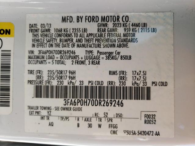 Photo 10 from auction – 2013 FORD FUSION SE with VIN 3FA6P0H70DR269246