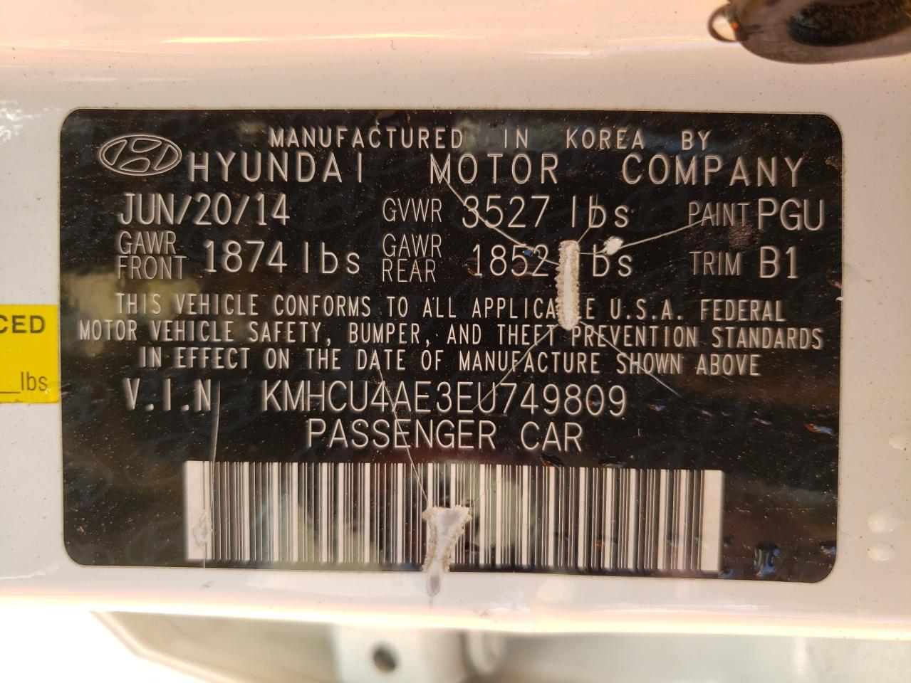 Photo 10 from auction – 2014 HYUNDAI ACCENT with VIN KMHCU4AE3EU749809