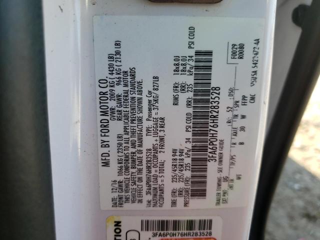 Photo 10 from auction – 2017 FORD FUSION SE with VIN 3FA6P0H76HR283528