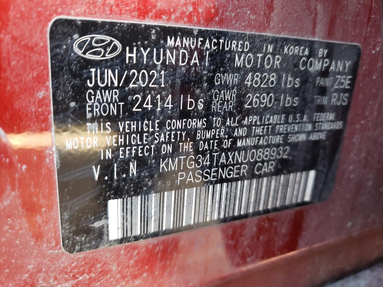 Photo 10 from auction – 2022 GENESIS G70 BASE with VIN KMTG34TAXNU088932