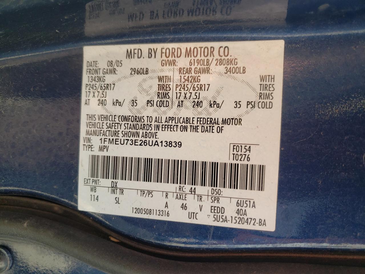 Photo 10 from auction – 2006 FORD EXPLORER X with VIN 1FMEU73E26UA13839